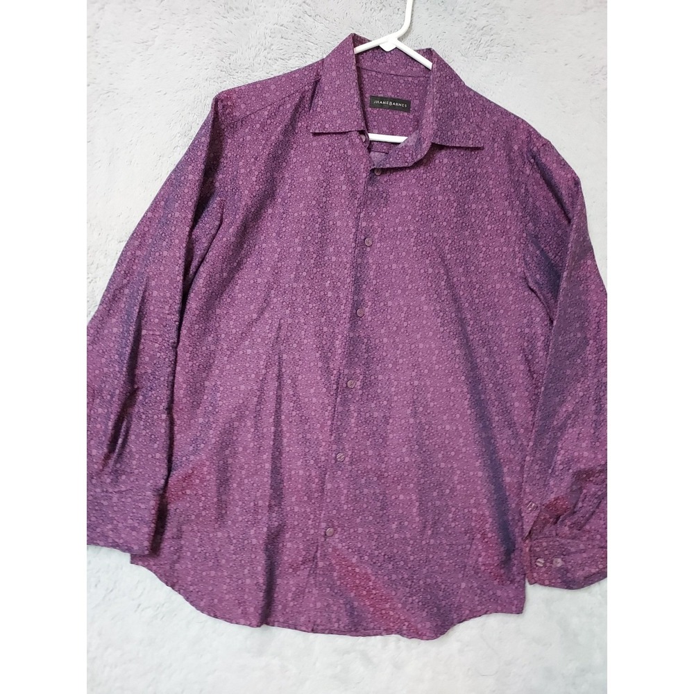 Jhane Barnes Shirt Mens Medium Silk Blend Long Sleeve Purple Psychedelic Party M